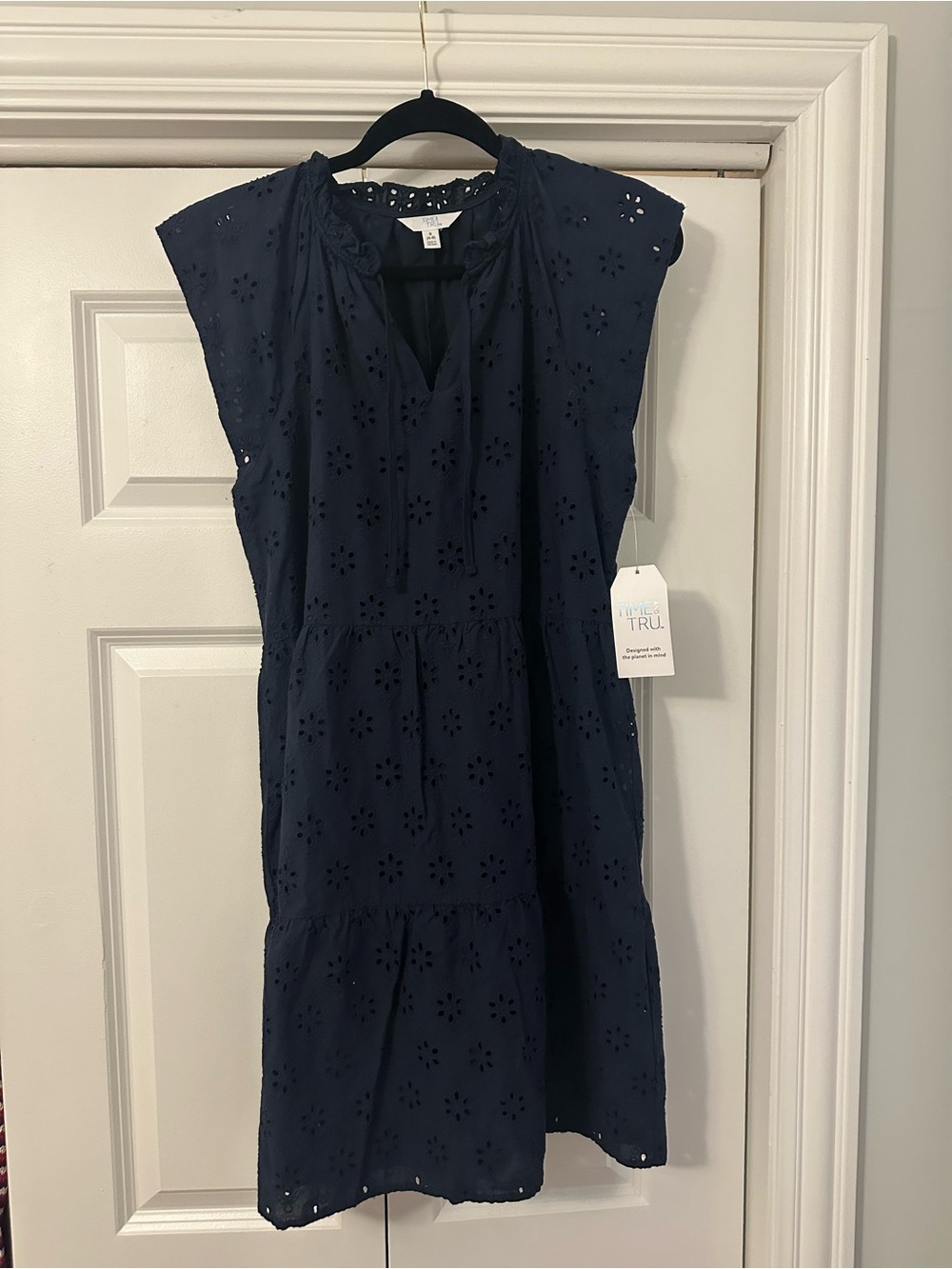 NWT Navy Eyelet Tiered Dress